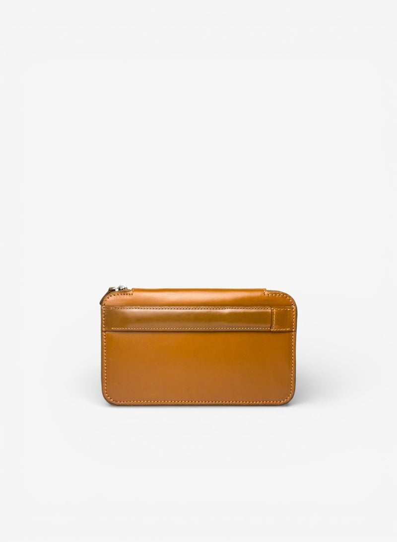 Emery Leather Travel Folio Wallet, Compact Zip Organizer for Passport, Cards & Documents (Cognac) - Image 2